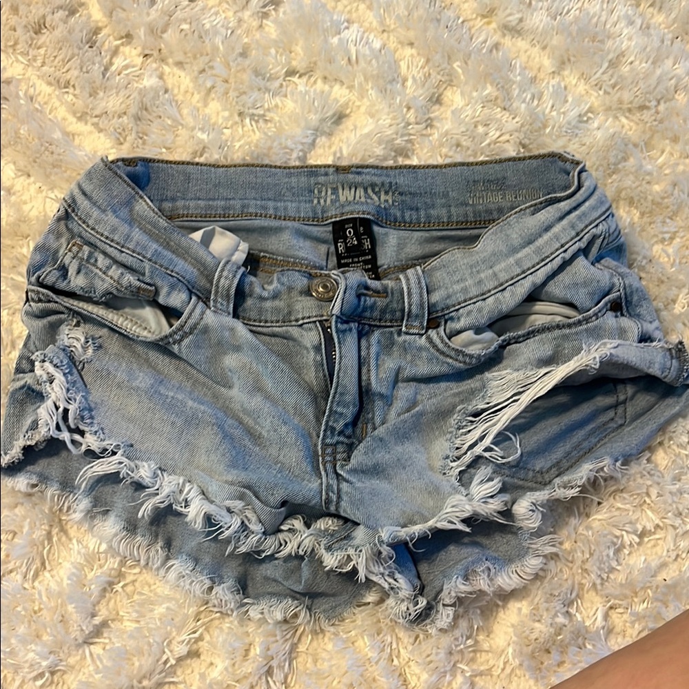 Rewash Blue Distressed Jean Shorts